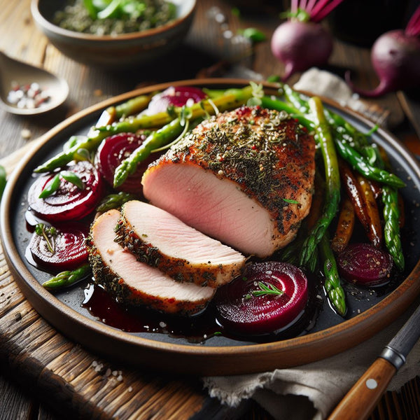 Herb-Crusted Pork Loin with Balsamic Beets