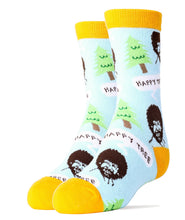 Load image into Gallery viewer, OoohYeah Socks/Sock It Up/OoohGeez Slippers - Bob Ross Happy Tree | Kid's Funny Cotton Crew Socks