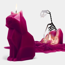 Load image into Gallery viewer, 54 Celsius - PyroPet Kisa Cat Skeleton Candle - 7" Tall, Burgundy