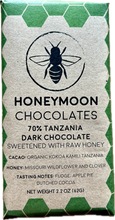 Load image into Gallery viewer, Honeymoon Chocolates - 70% Tanzania Raw Honey Dark Chocolate