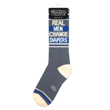 Load image into Gallery viewer, Gumball Poodle - Real Men Change Diapers Gym Crew Socks