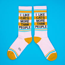 Load image into Gallery viewer, Gumball Poodle - I Like Cats More Than People Gym Crew Socks