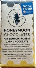 Load image into Gallery viewer, Honeymoon Chocolates - 77% Semuliki Forest Uganda Raw Honey Dark Chocolate Bar