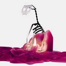 Load image into Gallery viewer, 54 Celsius - PyroPet Kisa Cat Skeleton Candle - 7" Tall, Burgundy