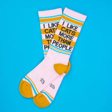 Load image into Gallery viewer, Gumball Poodle - I Like Cats More Than People Gym Crew Socks