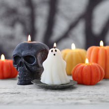 Load image into Gallery viewer, Big Dipper Wax Works - Sculpted Skull Candle – 100% Beeswax – Black - Handcrafted