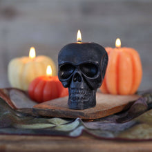 Load image into Gallery viewer, Big Dipper Wax Works - Sculpted Skull Candle – 100% Beeswax – Black - Handcrafted