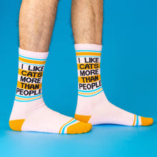 Load image into Gallery viewer, Gumball Poodle - I Like Cats More Than People Gym Crew Socks