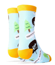 Load image into Gallery viewer, OoohYeah Socks/Sock It Up/OoohGeez Slippers - Bob Ross Happy Tree | Kid's Funny Cotton Crew Socks