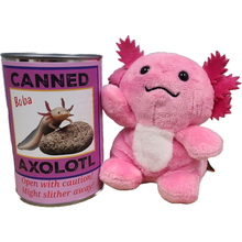 Load image into Gallery viewer, Canned Gifts - Canned Axolotl | Stuffed Animal Plush w/Jokes | Unique Gift
