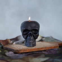 Load image into Gallery viewer, Big Dipper Wax Works - Sculpted Skull Candle – 100% Beeswax – Black - Handcrafted