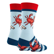 Load image into Gallery viewer, OoohYeah Socks/Sock It Up/OoohGeez Slippers - Crab Eating Socks | Men's Funny Crew Socks