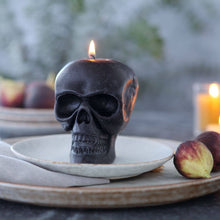 Load image into Gallery viewer, Big Dipper Wax Works - Sculpted Skull Candle – 100% Beeswax – Black - Handcrafted