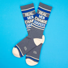 Load image into Gallery viewer, Gumball Poodle - Real Men Change Diapers Gym Crew Socks
