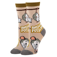 Load image into Gallery viewer, OoohYeah Socks/Sock It Up/OoohGeez Slippers - Anything is Possumble | Women's Cotton Crew Funny Socks