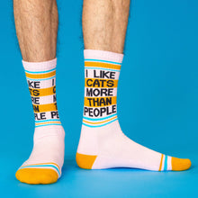 Load image into Gallery viewer, Gumball Poodle - I Like Cats More Than People Gym Crew Socks