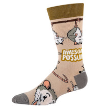 Load image into Gallery viewer, OoohYeah Socks/Sock It Up/OoohGeez Slippers - Anything is Possumble | Men's Cotton Crew Funny Animal Socks