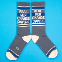Load image into Gallery viewer, Gumball Poodle - Real Men Change Diapers Gym Crew Socks
