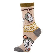 Load image into Gallery viewer, OoohYeah Socks/Sock It Up/OoohGeez Slippers - Anything is Possumble | Women's Cotton Crew Funny Socks