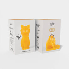 Load image into Gallery viewer, 54 Celsius - PyroPet Kisa Cat Skeleton Candle - 7" Tall, Mustard Yellow
