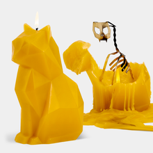 Load image into Gallery viewer, 54 Celsius - PyroPet Kisa Cat Skeleton Candle - 7" Tall, Mustard Yellow