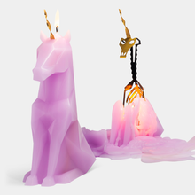 Load image into Gallery viewer, 54 Celsius - PyroPet Einar Unicorn Skeleton Candle - 8" Tall, Lilac