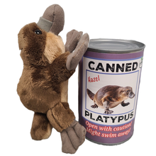 Load image into Gallery viewer, Canned Gifts - Hazel the Canned Platypus Stuffed Animal Plush w/Funny Jokes