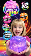 Load image into Gallery viewer, Novelty Brands - Fun Doh Squish & Squeeze Sparkle Cube Fidget Toy- 12/Display