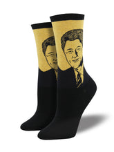 Load image into Gallery viewer, cartoon image of bill Clinton atop a gold sock
