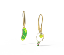 Load image into Gallery viewer, Yellow Owl Workshop - Pickleball Earrings - 18k Gold Gilt Enamel