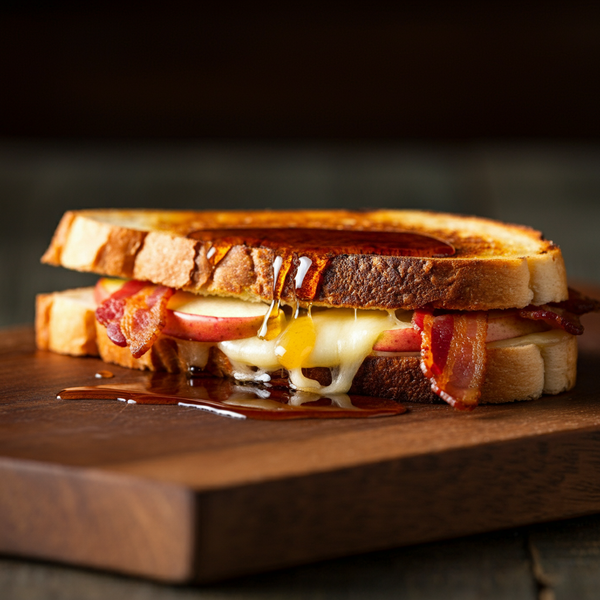 Apple & Bacon Grilled Cheese with Maple Syrup