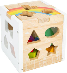 Hauck Toys - Small Foot Wooden Toys Rainbow Shape Sorter Cube Playset Des