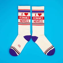 Load image into Gallery viewer, Gumball Poodle - I ❤️ Romance Novels Gym Crew Socks
