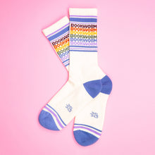 Load image into Gallery viewer, Gumball Poodle - Bookworm - Vintage Rainbow repeat Gym Crew Socks
