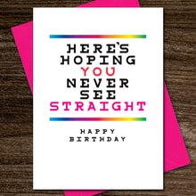 Load image into Gallery viewer, Peachy Kings / Kweer Cards - Gay Eye Chart Birthday Card ( Queer, LGBTQ)
