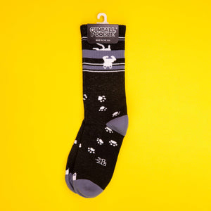 Gumball Poodle - Upside-Down White Cat Gym Crew Socks