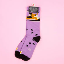 Load image into Gallery viewer, Gumball Poodle - Lounging Calico Cat Gym Crew Socks
