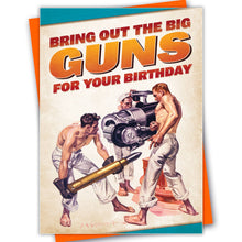 Load image into Gallery viewer, Peachy Kings / Kweer Cards - "BIG GUNS" — Gay Birthday Card
