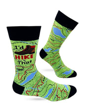 Load image into Gallery viewer, Fabdaz - I&#39;d Hike That Men&#39;s Novelty Crew Socks
