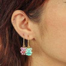 Load image into Gallery viewer, Yellow Owl Workshop - Cry Baby Psycho Teddies Earrings - 18k Gold Gilt Enamel
