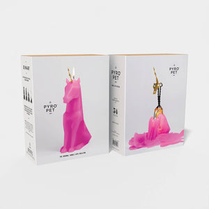 54 Celsius - PyroPet Einar Unicorn Skeleton Candle - 8" Tall, Hot Pink