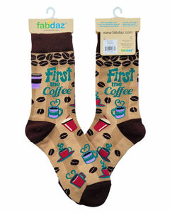 Fabdaz - First the Coffee Then the Things Women's Crew Socks