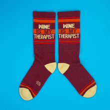 Load image into Gallery viewer, Gumball Poodle - Wine is My Therapist Gym Crew Socks

