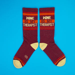 Gumball Poodle - Wine is My Therapist Gym Crew Socks