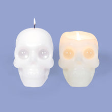 Load image into Gallery viewer, 54 Celsius - 6" Large Skull Halloween Candle w Crystal Eyeballs - White
