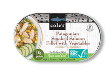 Load image into Gallery viewer, Cole's Seafood - Patagonian Smoked Salmon Fillet w. Veggies  Open &amp; Eat Meal
