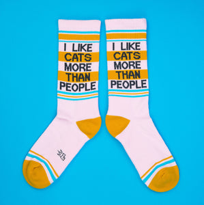 Gumball Poodle - I Like Cats More Than People Gym Crew Socks