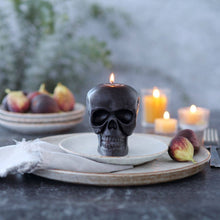 Load image into Gallery viewer, Big Dipper Wax Works - Sculpted Skull Candle – 100% Beeswax – Black - Handcrafted
