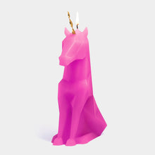 Load image into Gallery viewer, 54 Celsius - PyroPet Einar Unicorn Skeleton Candle - 8&quot; Tall, Hot Pink
