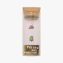 Load image into Gallery viewer, Yellow Owl Workshop - Mountain &amp; Tree Earrings - Gold Outdoorsy Nature Studs
